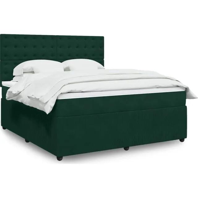 vidaXL Boxspring met matras fluweel donkergroen 180x200 cm groen