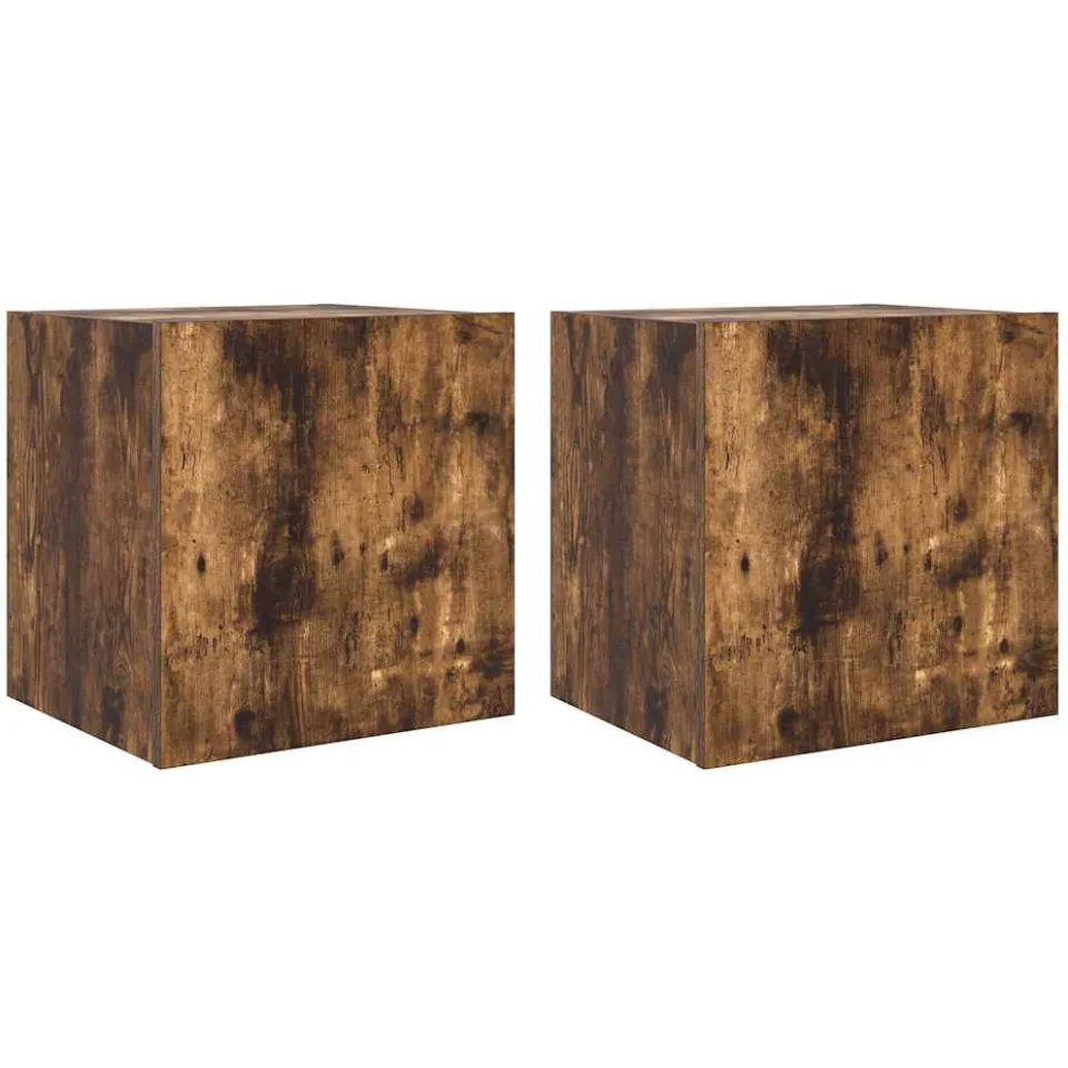 vidaXL Tv-wandmeubelen met LED 2 st 40,5x35x40 cm gerookt eikenkleurig Bruin