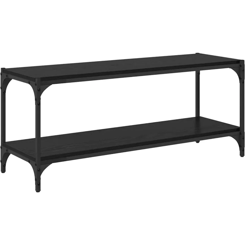 vidaXL TV-kast Zwart Eiken 100x33x41cm Gemonteerd hout en ijzer