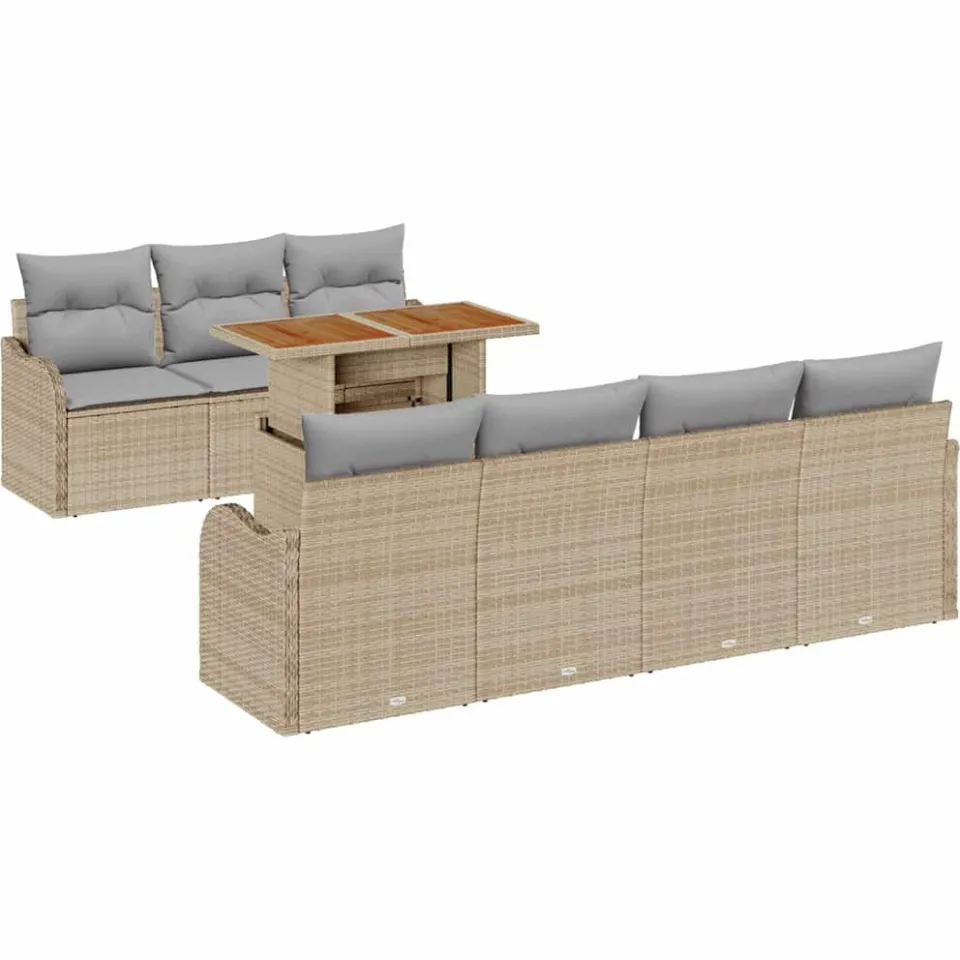 vidaXL Tuin Sofa Set 8 st Beige Poly riet