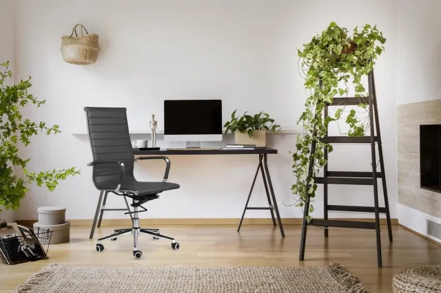 Lifa-Living LIFA LIVING Bureaustoel Brisbane - Donkergrijs - Leer - Modern - Ergonomisch - Verstelbaar - Draagcapaciteit: 150 kg
