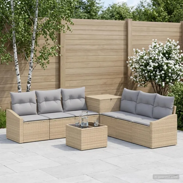 vidaXL Bankstel 8 st Beige en Licht Grijs 55 x 55 x 37 cm