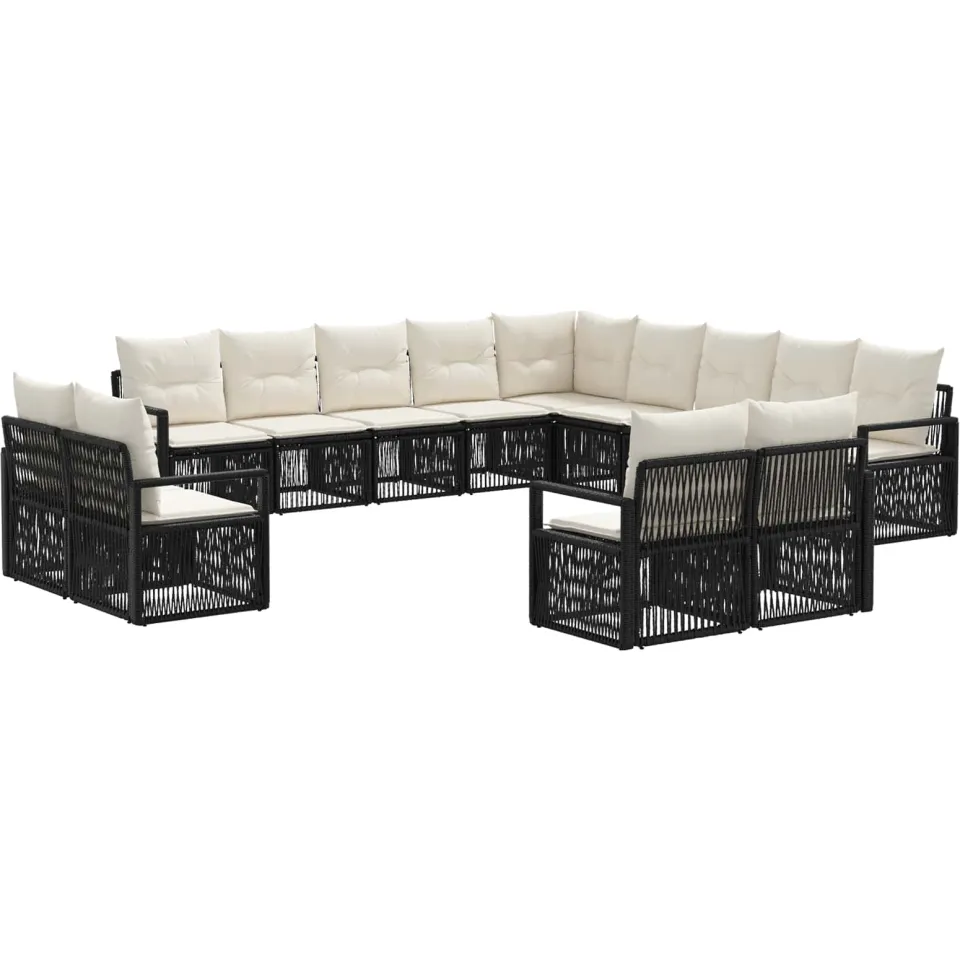 vidaXL Tuinbankenset 13 st 13-zits Zwart poly rattan, foto 3