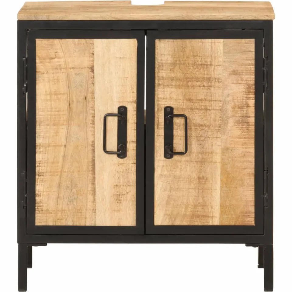 vidaXL Wastafelkast 55x35x60 cm massief mangohout en ijzer bruin, foto 3