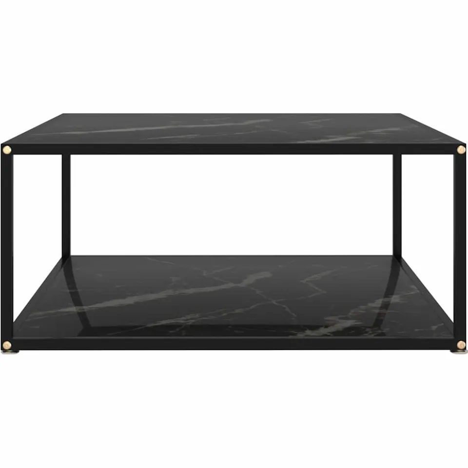 vidaXL Salontafel 80x80x35 cm gehard glas zwart, foto 2