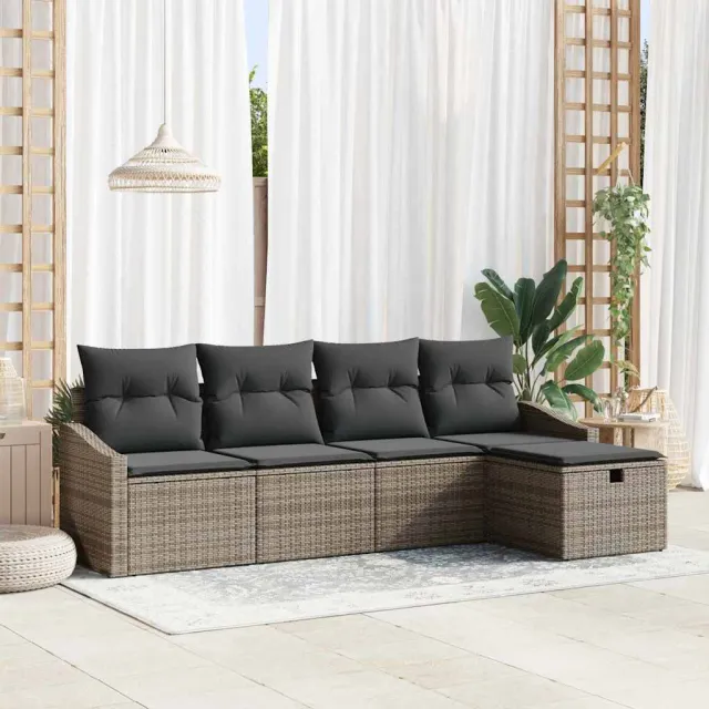vidaXL Tuin Sofa Set 5 st Poly riet Grijs