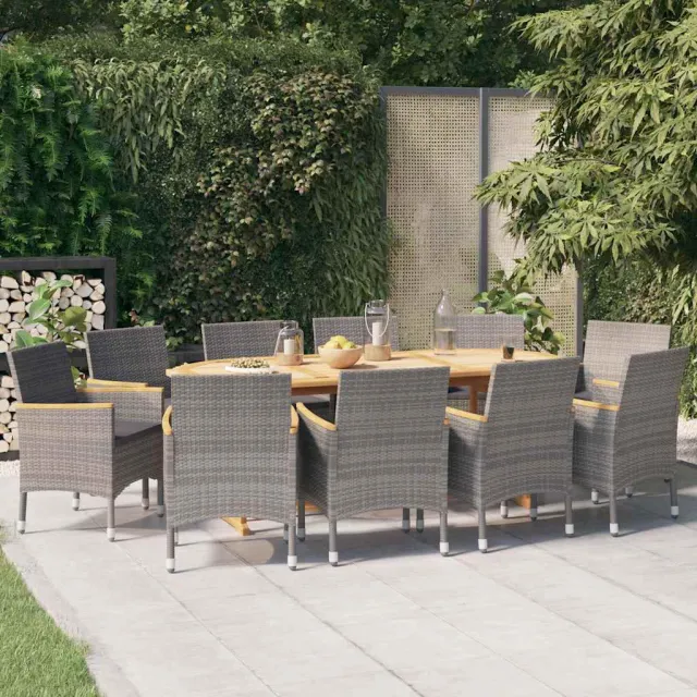 vidaXL 11-delige Tuinset met kussens grijs, foto 2