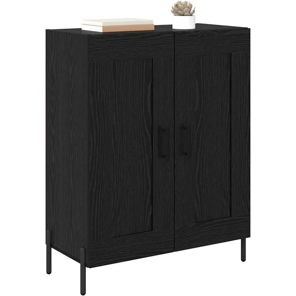 vidaXL Dressoir Zwart Eiken 69,5 x 34 x 90 cm Gemonteerd hout en ijzer