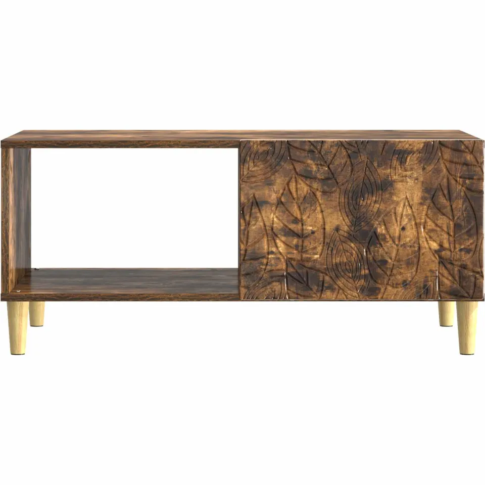 vidaXL Salontafel Gerookt eiken 90 x 50 x 40 cm Bewerkt hout, foto 4
