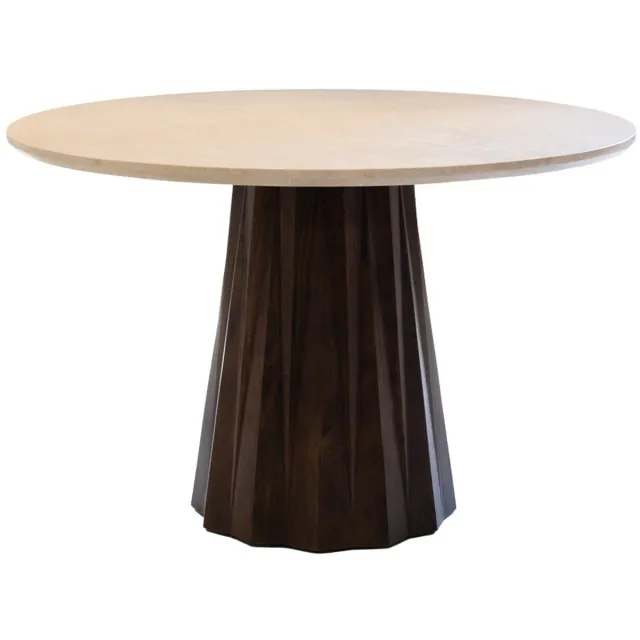 Giga Meubel Eettafel Faiza - Rond - Marmer - 120cm beige