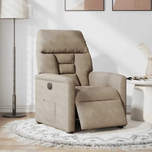 vidaXL Fauteuil verstelbaar elektrisch microvezelstof taupe