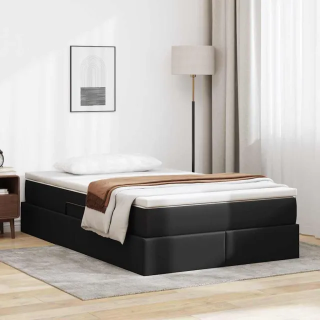 vidaXL Opslag bed met matras met matras Zwart 120 x 200 cm Nep Leer