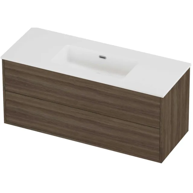 Proline Tribute Badmeubelset Porselein Elegant 2 Laden 120x46x54 cm Mat White Vital Oak Eiken