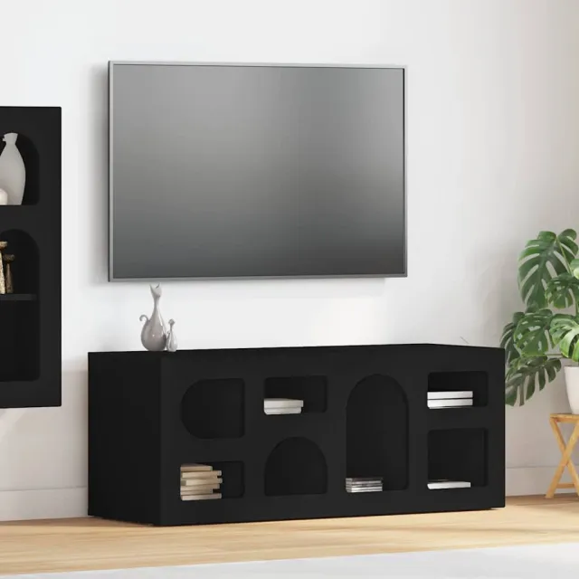 vidaXL TV-kast ELST 100 x 35 x 40 cm Zwart Bewerkt hout, foto 2
