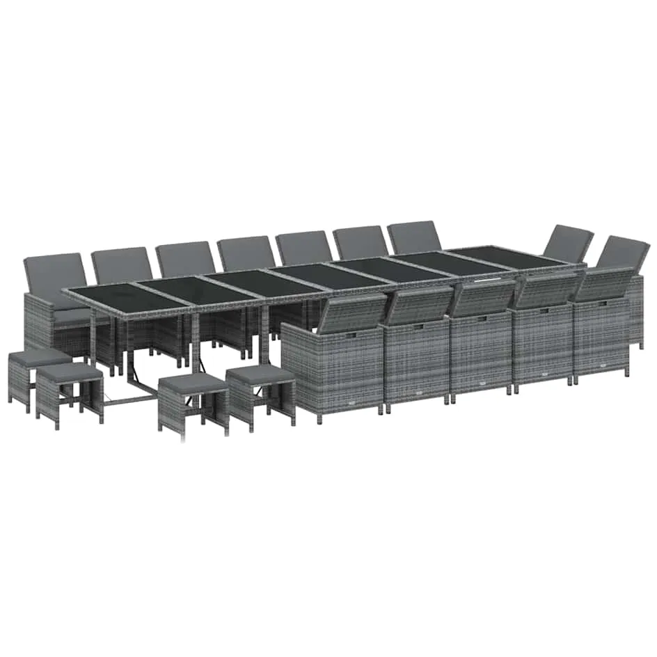 vidaXL 19-delige Tuinset met kussens poly rattan grijs, foto 3