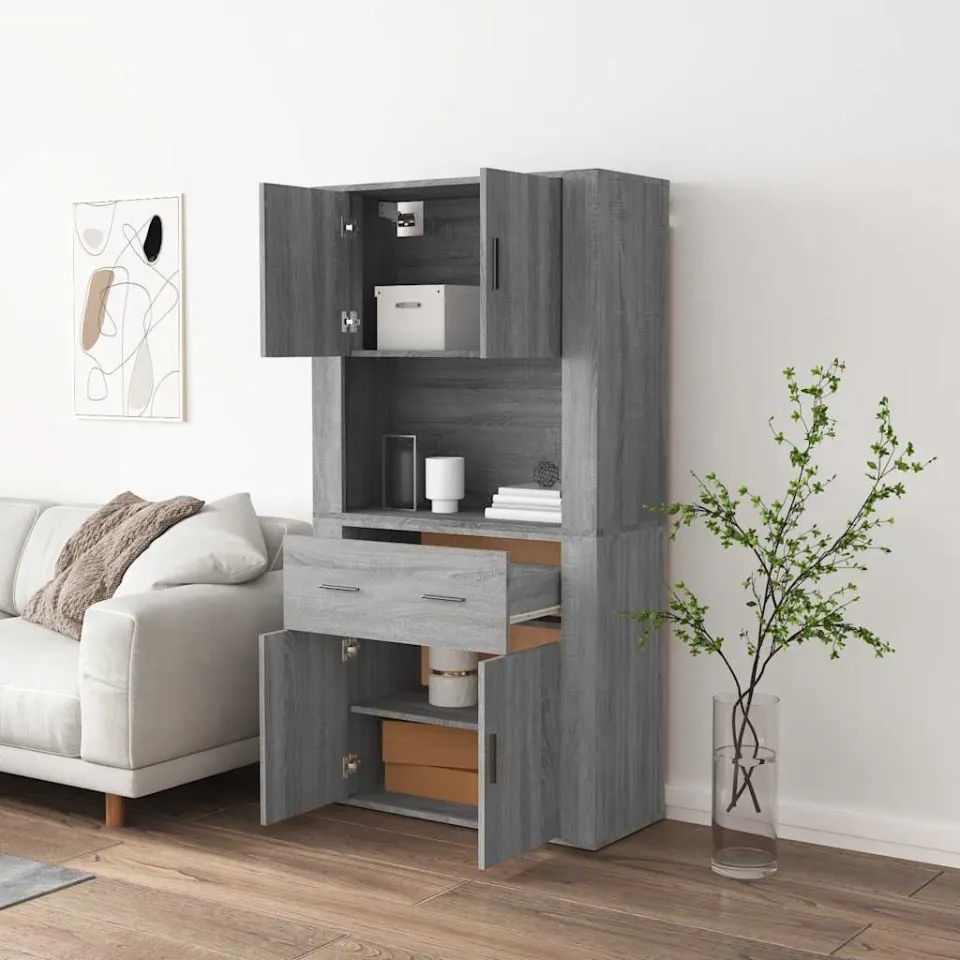vidaXL Hoge kast bewerkt hout grijs sonoma eikenkleurig, foto 3