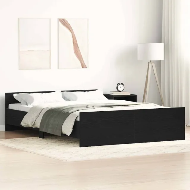 vidaXL Bedframe zonder matras 135x190 cm bewerkt hout zwart eikenkleur Bruin