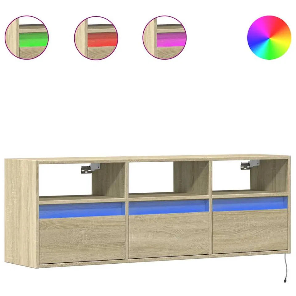 vidaXL Tv-wandmeubel met LED-verlichting 130x31x45 cm sonoma eiken Bruin