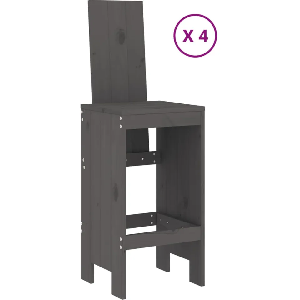 vidaXL 5-delige Tuinbarset massief grenenhout grijs, foto 3