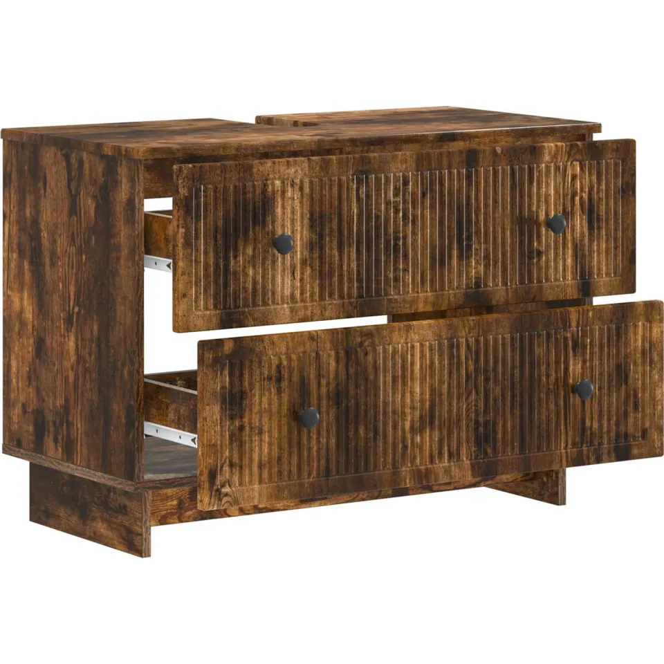 vidaXL Badkamer wastafelkast EDE Gerookt eiken 82 x 41 x 59 cm, foto 2