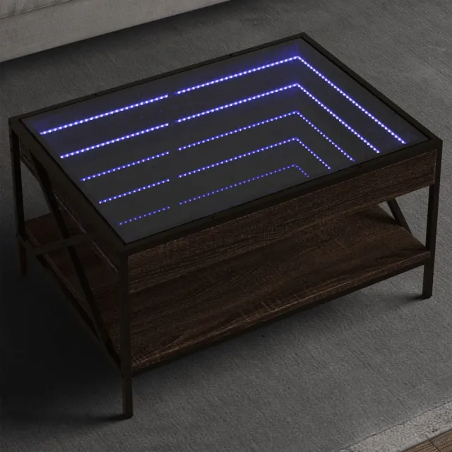 vidaXL Salontafel met Infinity LED 70x50x38 cm bruin eikenkleurig, foto 2