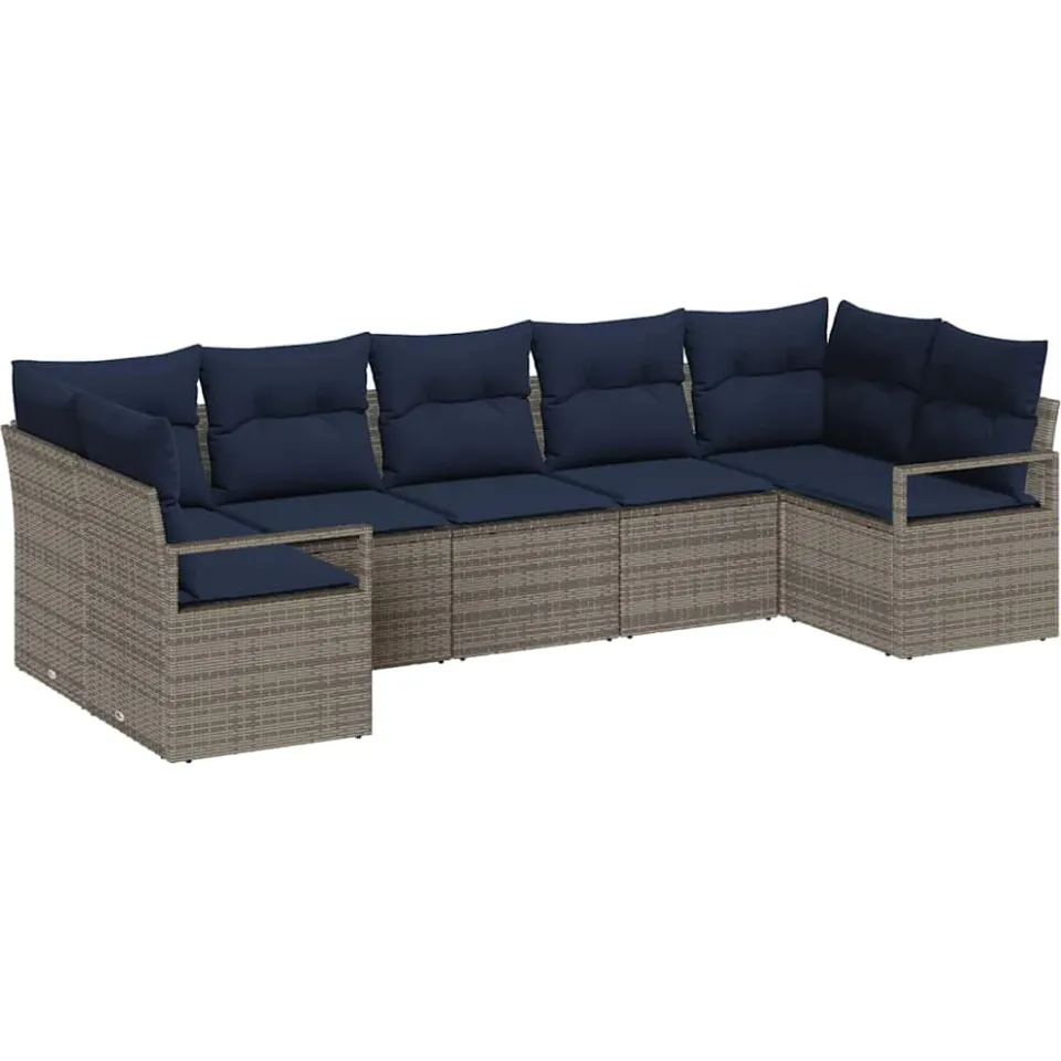 vidaXL Bankstel 7 st Grijs poly rattan