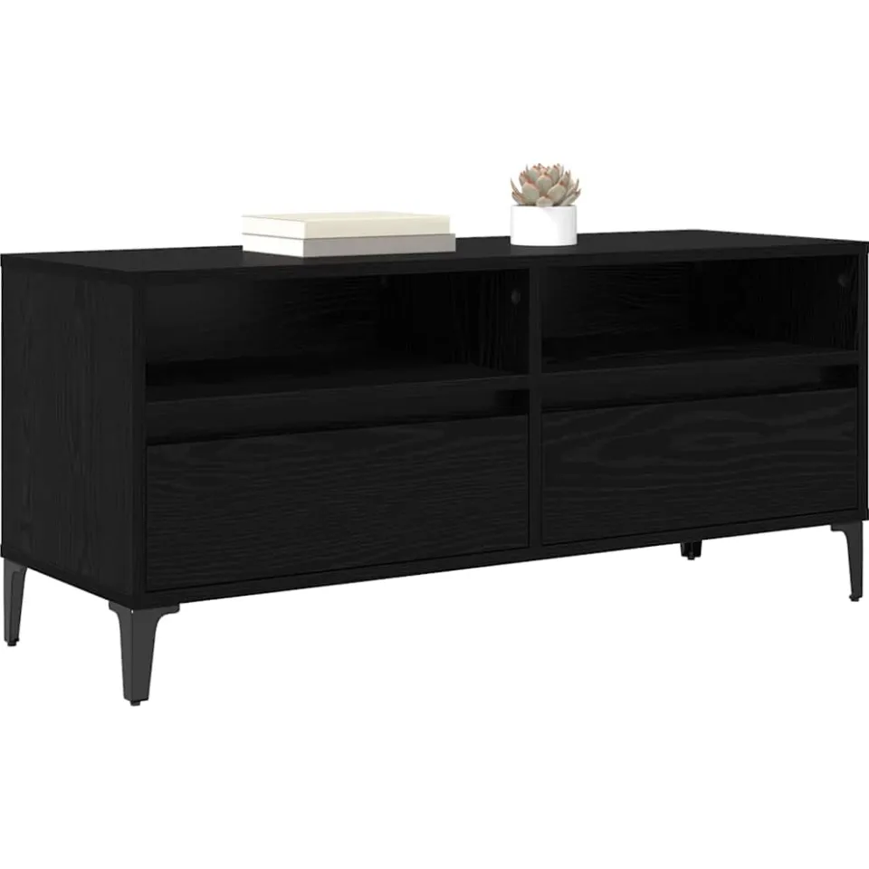 vidaXL TV-kast met lade Zwart Eiken 100 x 34,5 x 44,5 cm