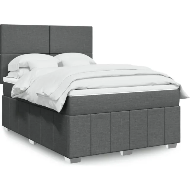vidaXL Boxspring met matras stof donkergrijs 140x200 cm grijs