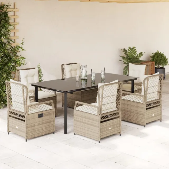 vidaXL 7-delige Tuinset met kussens poly rattan beige, foto 2