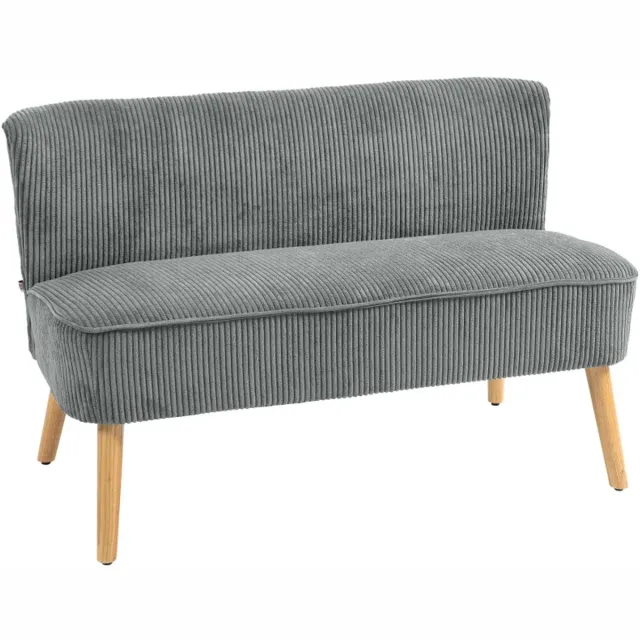 ZYLARO 2-Zitsbanken - Gestoffeerde Bank - Houten Frame - Fluweelachtig Polyester - Schuimvulling - 117 x 56,5 x 77 cm - Grijs