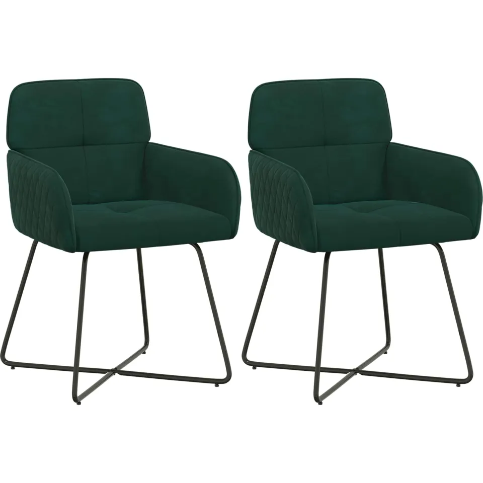 vidaXL Eettafelstoelen 2 st fluweel Donkergroen 59 x 56,5 x 86 cm groen, foto 3