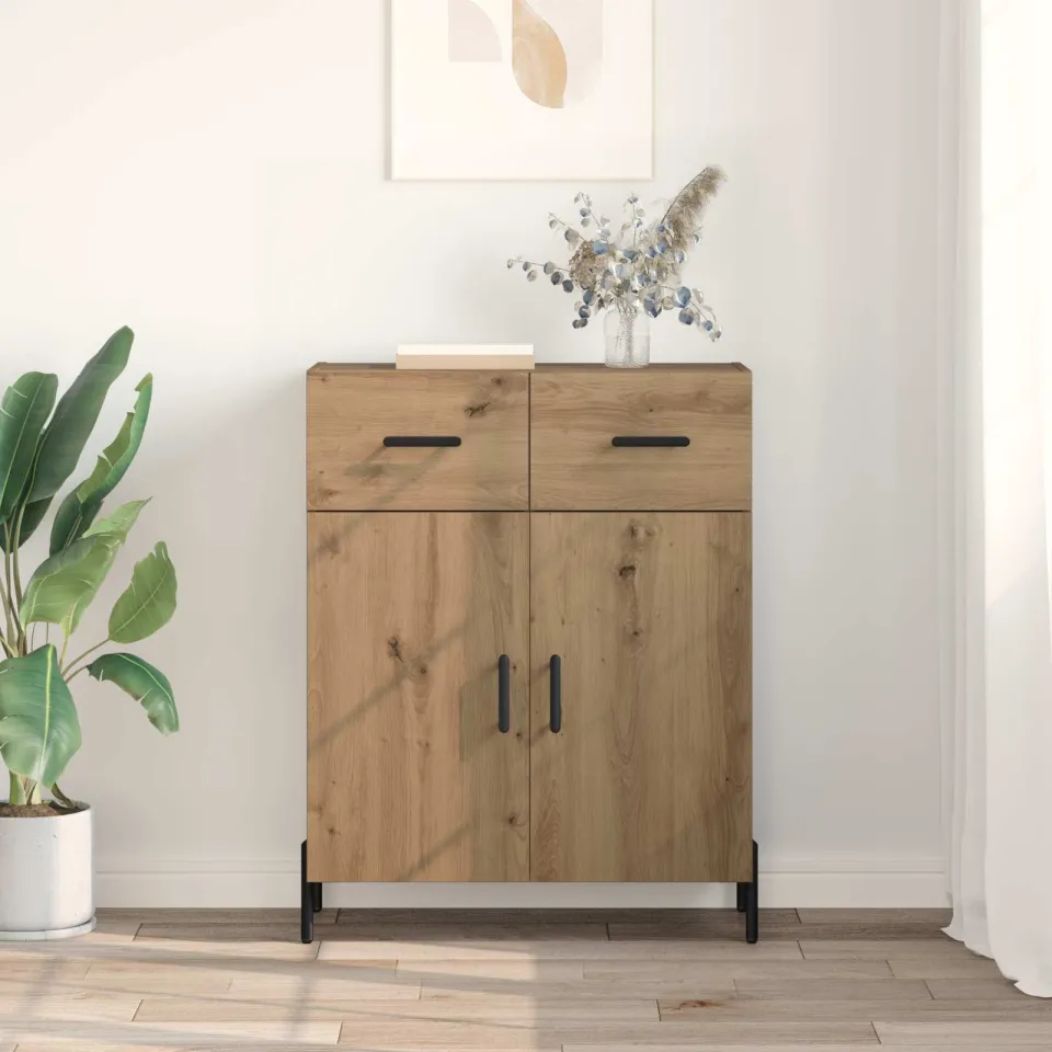 vidaXL Dressoir Artisan Eiken 69,5 x 34 x 90 cm Bewerkt hout, foto 3