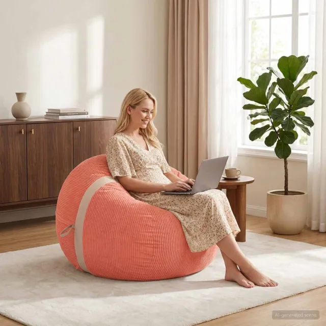 vidaXL Zitzakstoel Rood-oranje 124 x 96 x 96 cm corduroy
