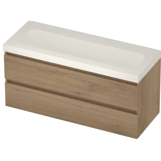 Basic-Line Moby 46 Badmeubelset Polystone 120x46x58 cm M46MWEPO1200 Pure Oak Mat Wit
