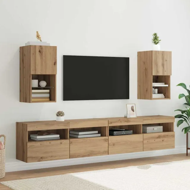 vidaXL Wandgemonteerde TV-kasten 2 st Artisan Eiken Bewerkt hout, foto 2