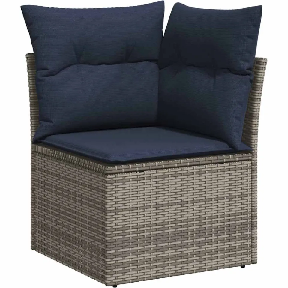 vidaXL 14-delige Loungeset met kussens poly rattan grijs, foto 4
