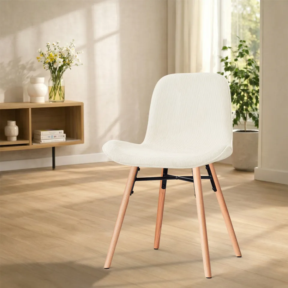 Nolon Nena-Fé eetkamerstoel rib beige - houten onderstel, foto 2