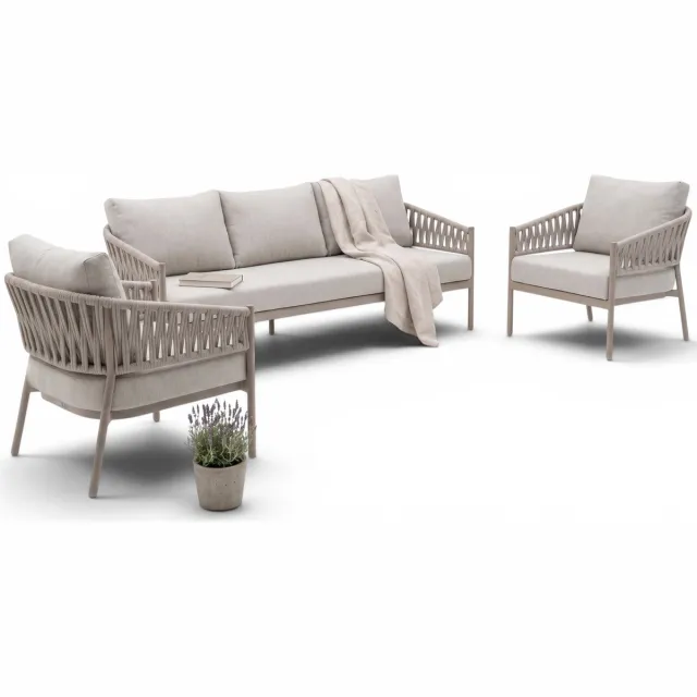 Belito Frank Loungeset Nr.2 | Taupe | Rope | 3-delig