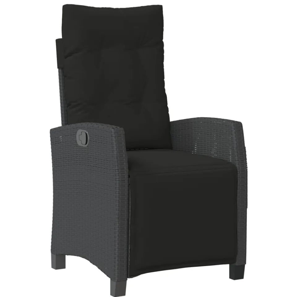 vidaXL 3-delige Tuinset met kussens poly rattan zwart