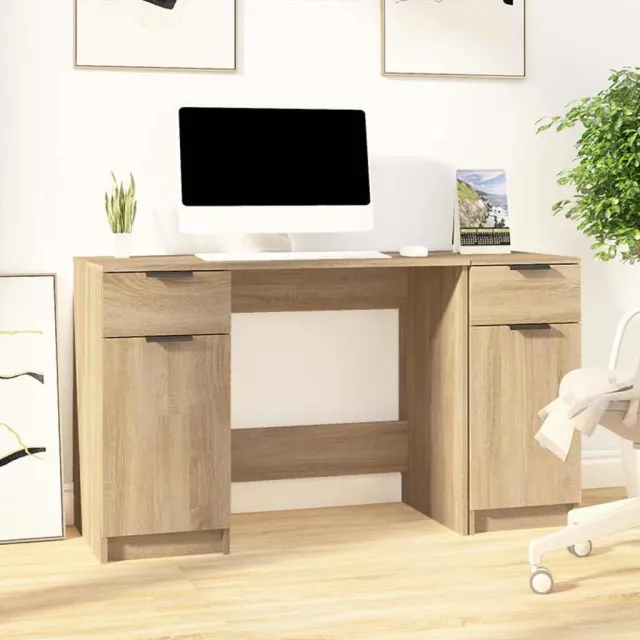 vidaXL Bureau met bijzetkast bewerkt hout sonoma eikenkleurig, foto 2