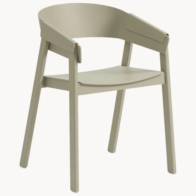 Muuto Houten eetkamerstoel Cover met armleuningen Beige