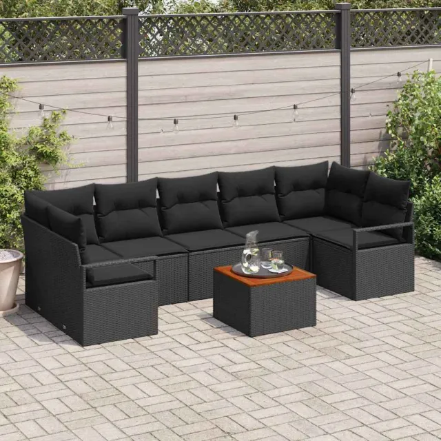 vidaXL Tuinbankenset 8 st Zwart poly rattan, foto 2