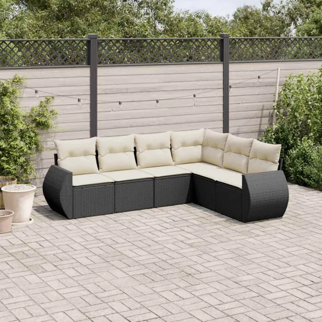 vidaXL 6-delige Loungeset met kussens poly rattan zwart, foto 2