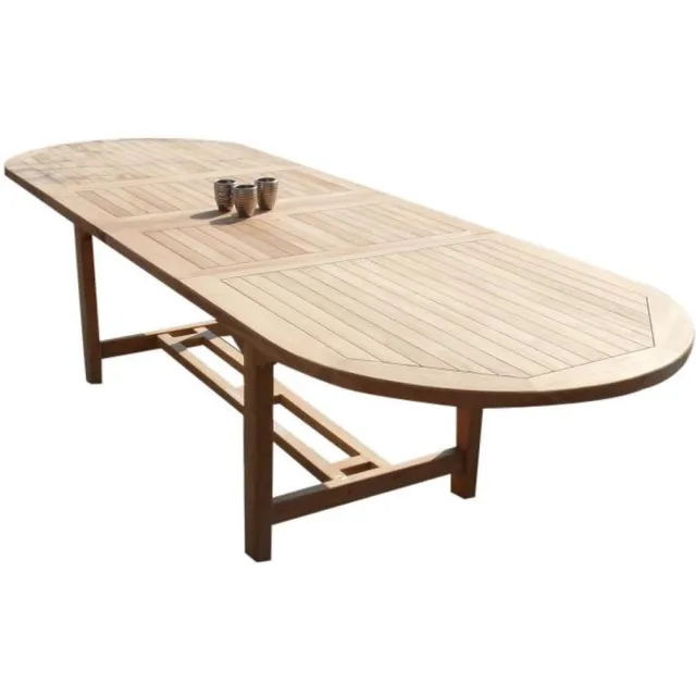 AVH Outdoor Collectie Ovaal uitschuifbare dining tuintafel 160-210x90xH76 cm teakbladdikte 4 cm Bruin / Terre