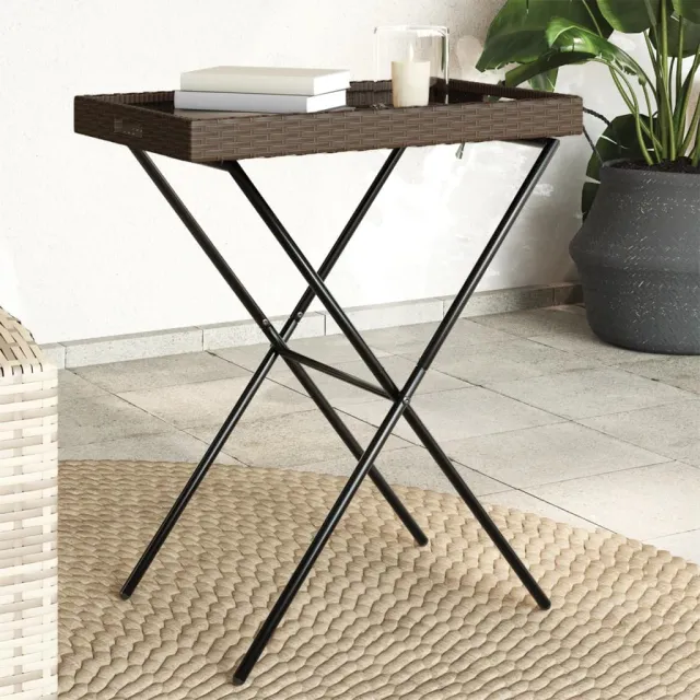 vidaXL Dienbladtafel inklapbaar 65x40x75 cm poly rattan bruin, foto 2
