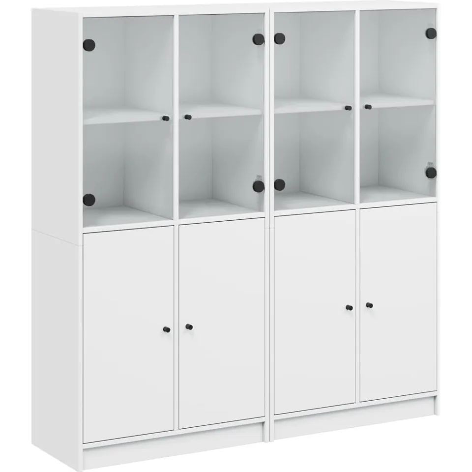 vidaXL Boekenkast met deuren 136x37x142 cm bewerkt hout wit, foto 3
