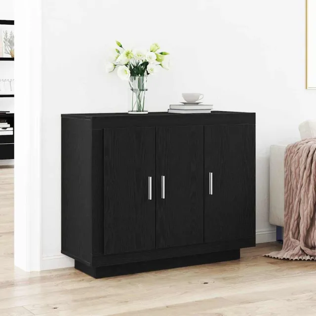 vidaXL Dressoir Zwart Eiken 92 x 35 x 75 cm Bewerkt hout, foto 2