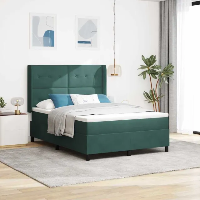 vidaXL Boxspringbed met hoofdeinde Donkergroen 140 x 190 cm Fluweel