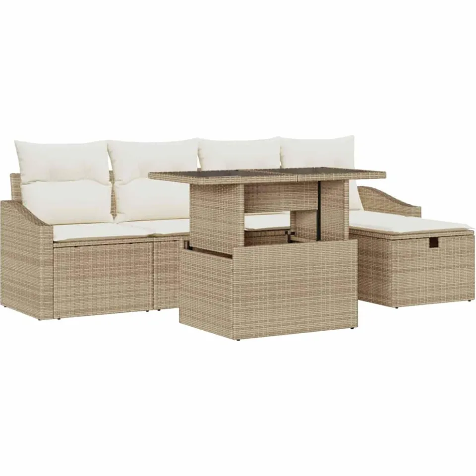 vidaXL Tuin Sofa Set 6 st poly rattan Bruin