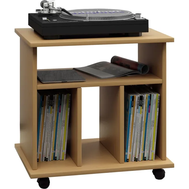 Vcm Houten bijzettafel salontafel sofatafel wielen oprolbare salontafel Tabina Beuken